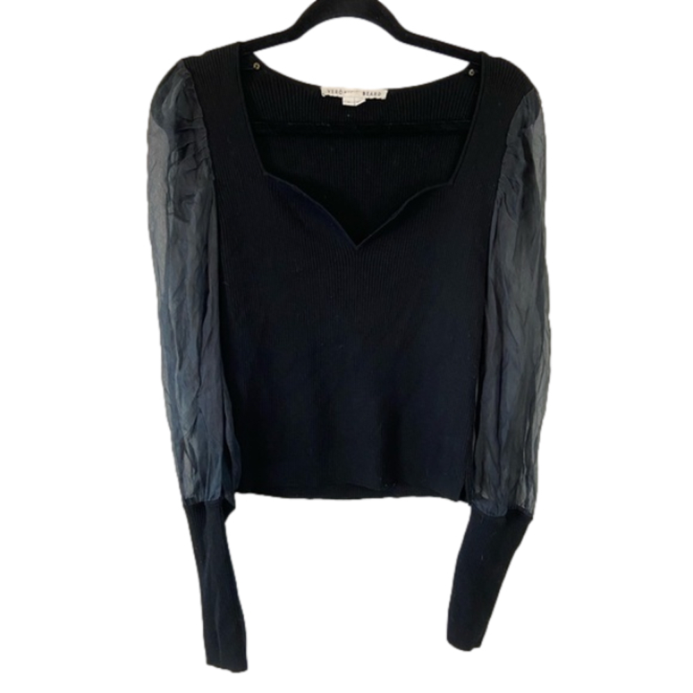 VERONICA BEARD  Finian Merino-Wool-Blend Top - Black size medium